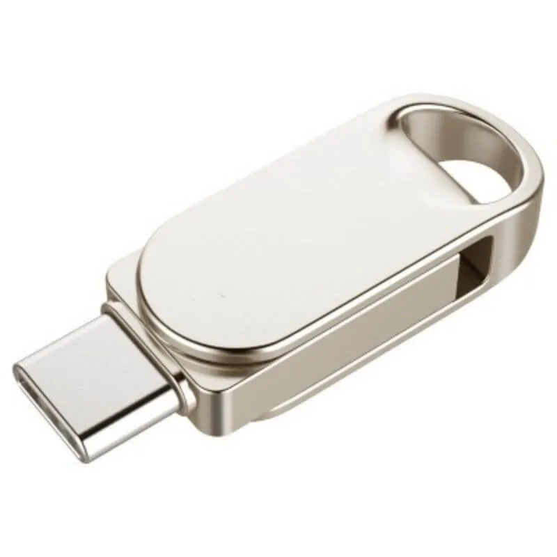 USB-C 2-in-1 OTG USB Flash Drive Swivel Waterproof Flash Drive with Keyring