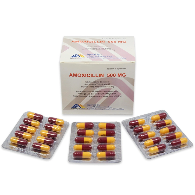 Amoxicilline Capsules 500mg 10'sx10/Box GMP