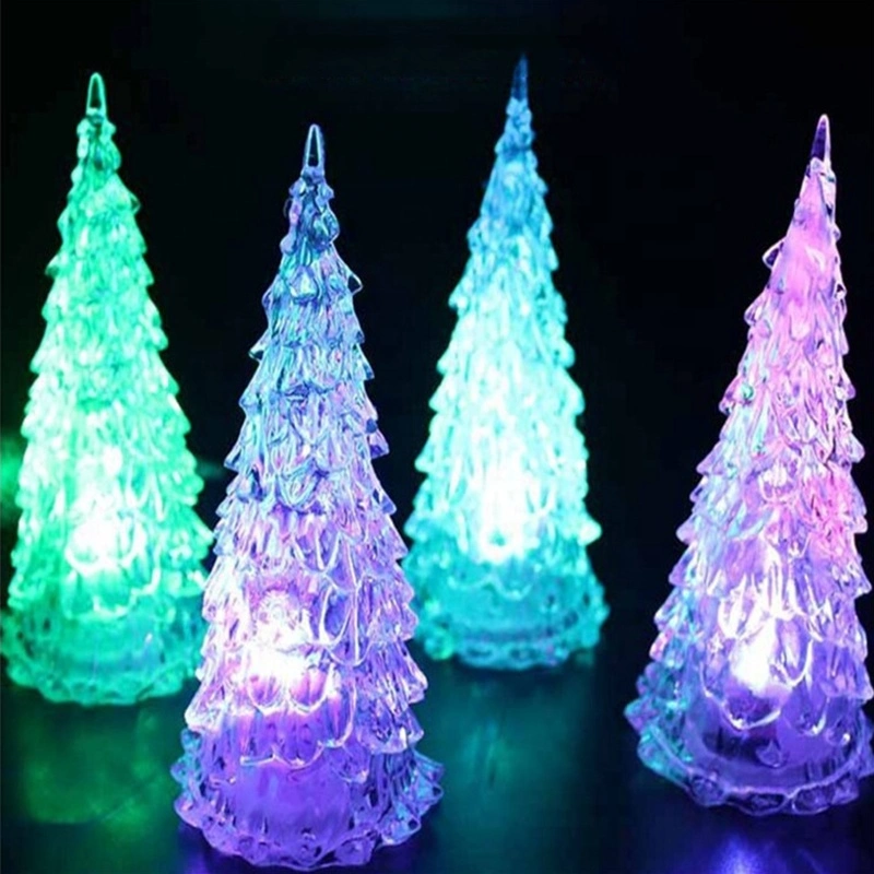 Crystal Christmas Tree Colorful Flashing LED Night Light Toys for Christmas Tree