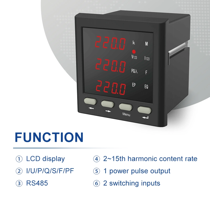 Factory Hot Sale 0.5 Class Digital Panel Ammeter Current Meter 3 Phase AC Voltmeter Ammeter Power Meter