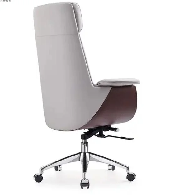 White Luxus Leder Executive Office Holz Hebezeug Drehbarer Lederstuhl Büromöbel (ZB-312A)