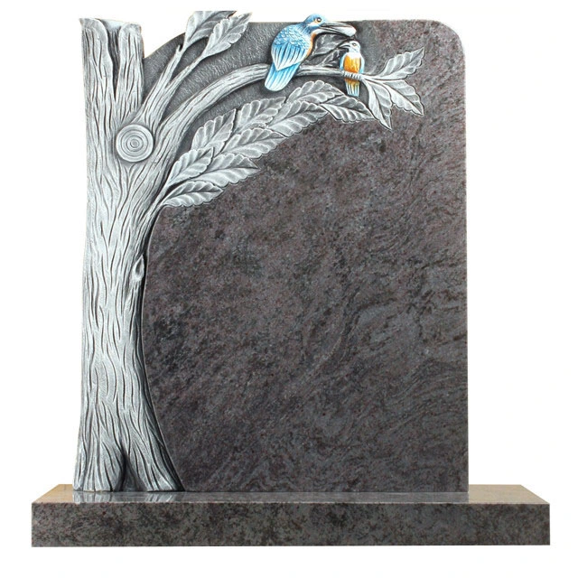 UK Custom Hand Carved 3D Blue Color Black Granite Modern Butterfly Design Slab Gravestone with Cheap Price