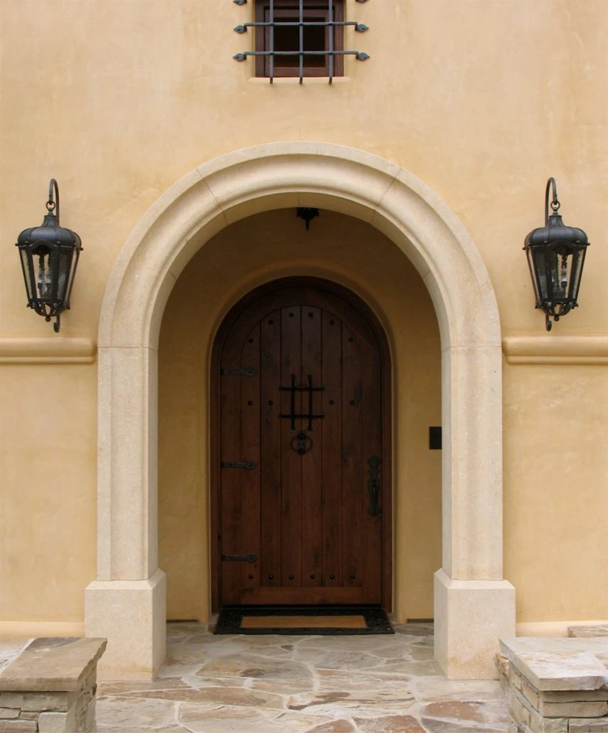 Custom Made Cream Limestone Architectural Stone Classic Arch Moulding Entrance