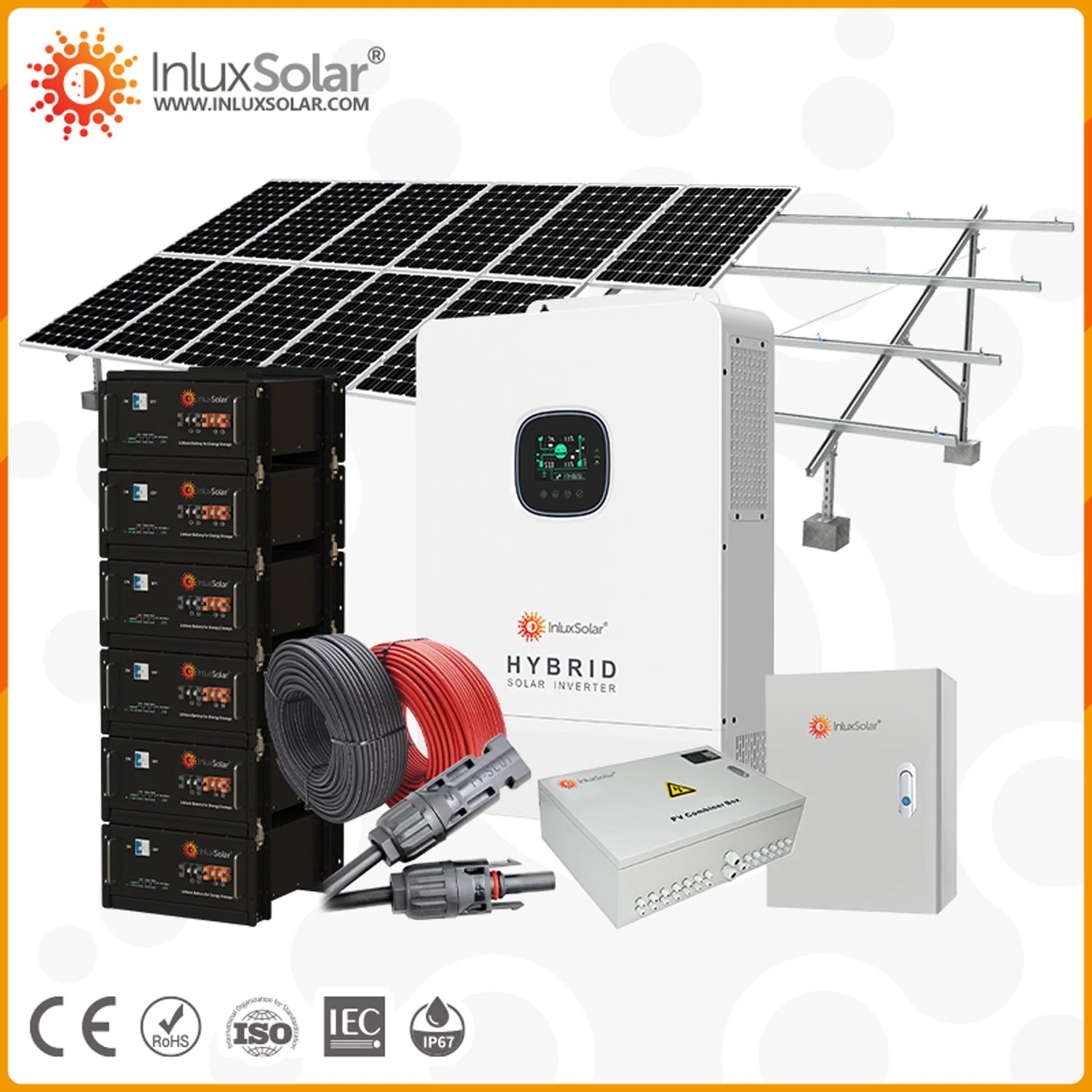 Home Solar Energy Panel Hybrid Solar Power 10kw 10000 Watt 10 kVA Single Phase for Central America