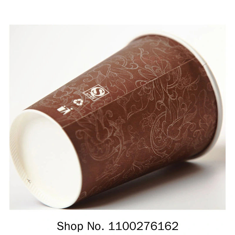 Disposable Coffee Cup Flower Pattern Thick Paper Cups Hot Drinks Juice Beverage Packaging Cups Takeaway Packages with Lids