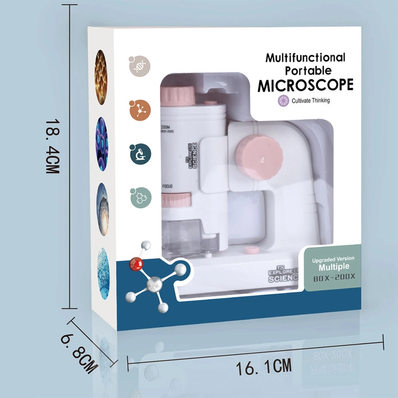 Professional Educational Portable Microscope Pretend Play Beginner Science Microscope Toys for Kids