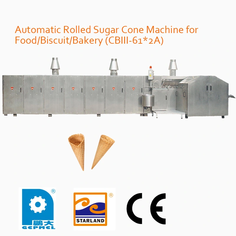 Machine automatique de cône en sucre roulé pour aliments/biscuits/pâtisseries (CBIII-61*2A)