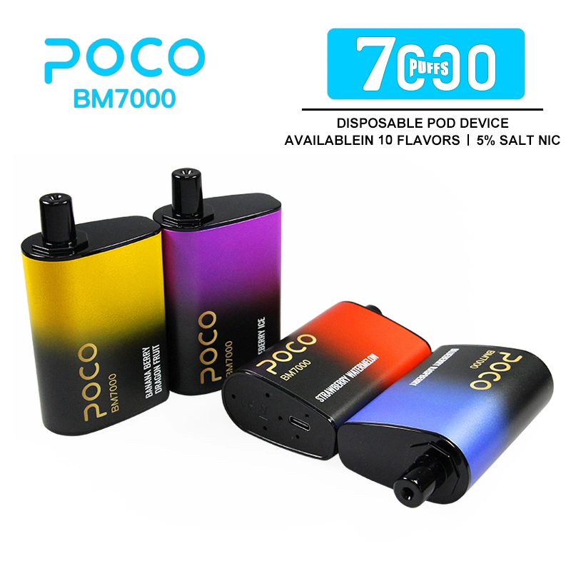 Factory Customize 7000puffs Poco Bm7000 Disposable E Cigarette Mesh Coil Electronic Cigarette 17ml 5%