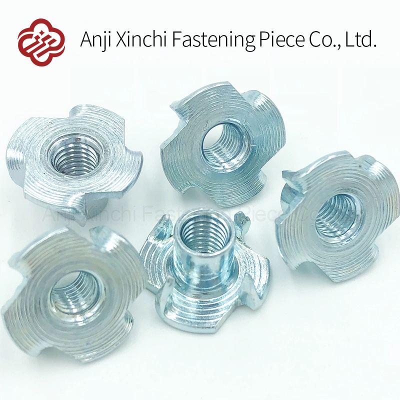 Free Sample Original Factory Threaded Insert T Nut M10X13mm Stainless Steel Four Prong Tee Nuts