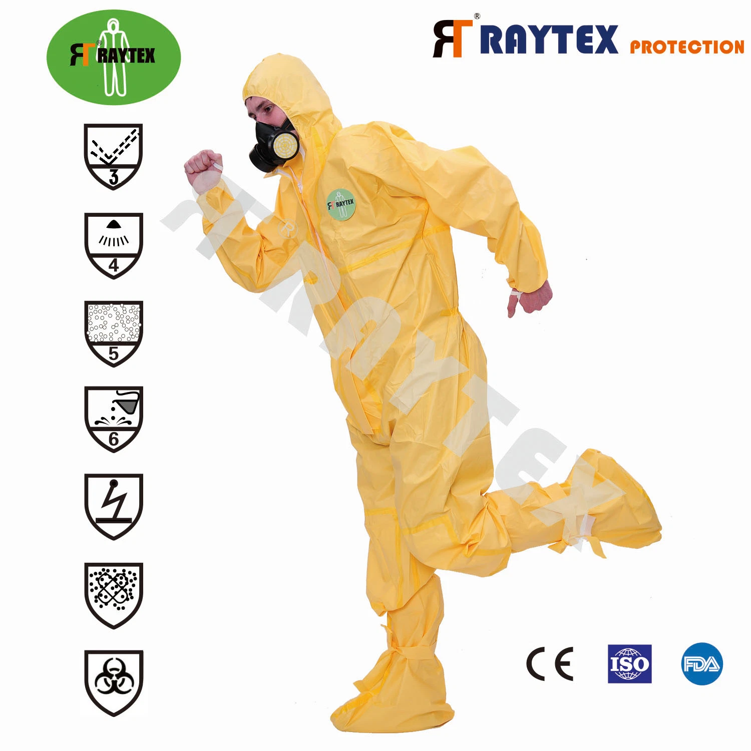 Disposable Microporous PPE Safety Chemical Resistance Coverall with Elasticated Hood Waist