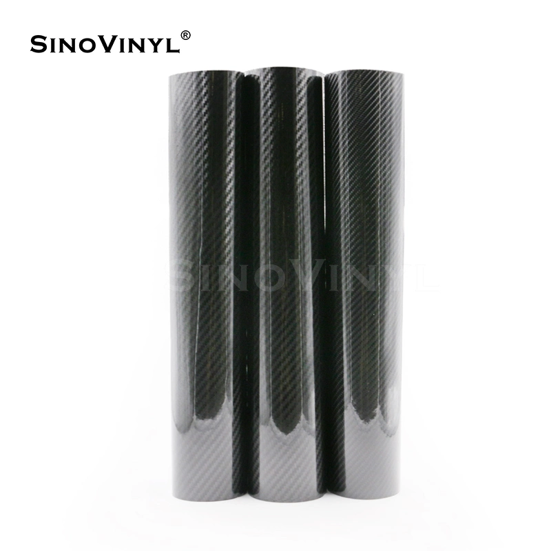 SINOVINYL Carbon Fiber 5D Car Sticker Air Bubble Free Black Color Wholesale/Supplier Self Adhesive Film