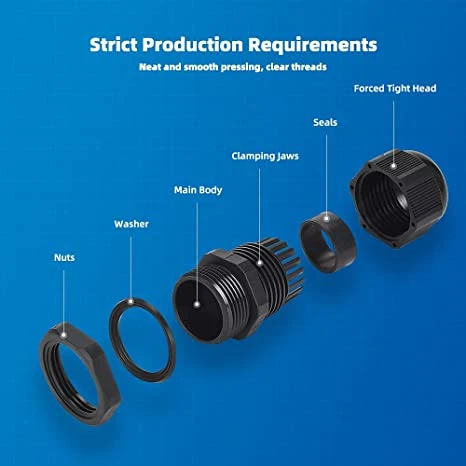 Pg13.5 Cable Gland Waterproof Adjustable 3-16mm Cable Connectors Plastic Cable Gland Joints