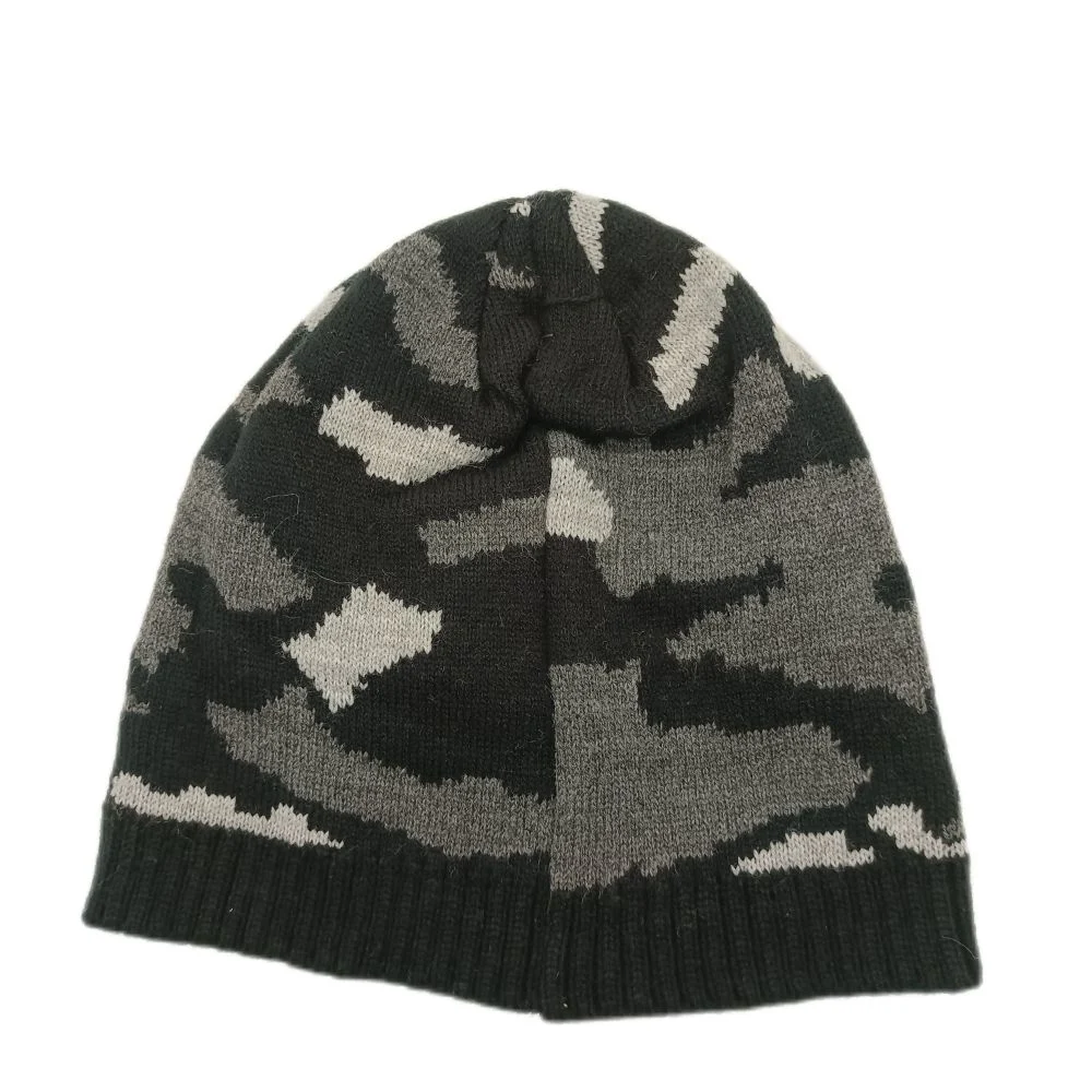 Boys Acrylic High quality/High cost performance  Camouflage Knitted Beanie Cap with OEM Color