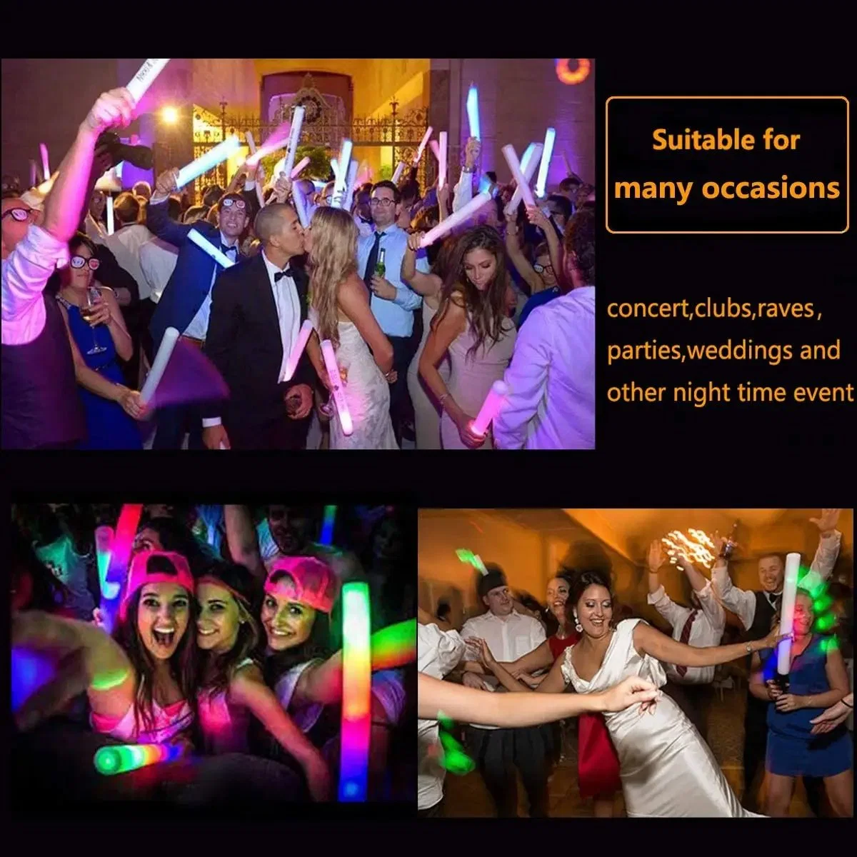 Promotional LED Glow Foam Stick, Light up Foam Baton for Party Wedding and Concert