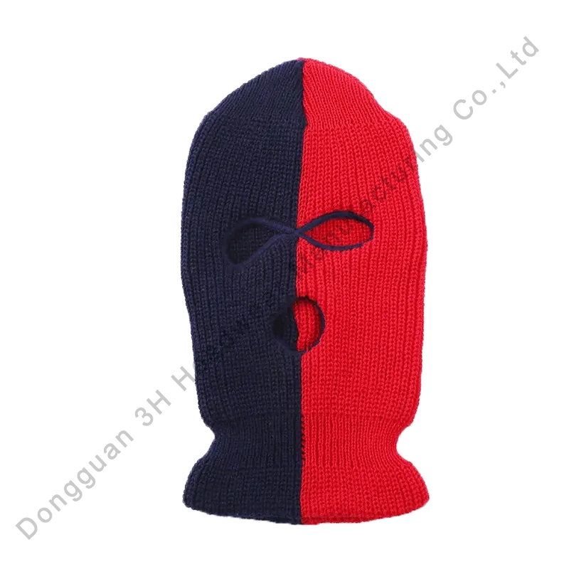 Fabricante Diseñador 3 agujero Máscara de esquí punto grueso Gorras de invierno Personalizada dos tonos Balaclava Beanie sombreros