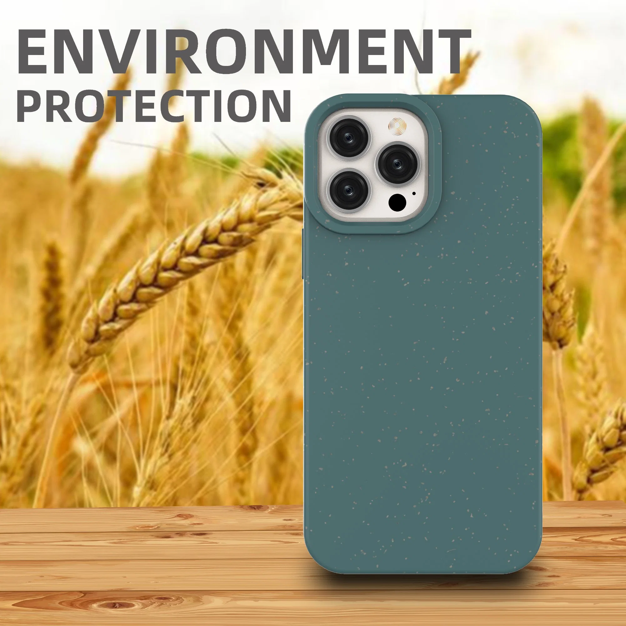 Wheat Straw Fiber 100% Degradable Eco- Friendly Environment Clean Biodegradable Color Phone Case for iPhone 13