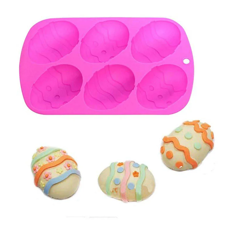 6 تجويفات كعكة عيد الفصح Silicone خبز قالب حلوى بمايكر قوالب من السيليكون لكعكة البسكويت Decorating Biscuit صينية مكعب من الثلج بالشوكولاته