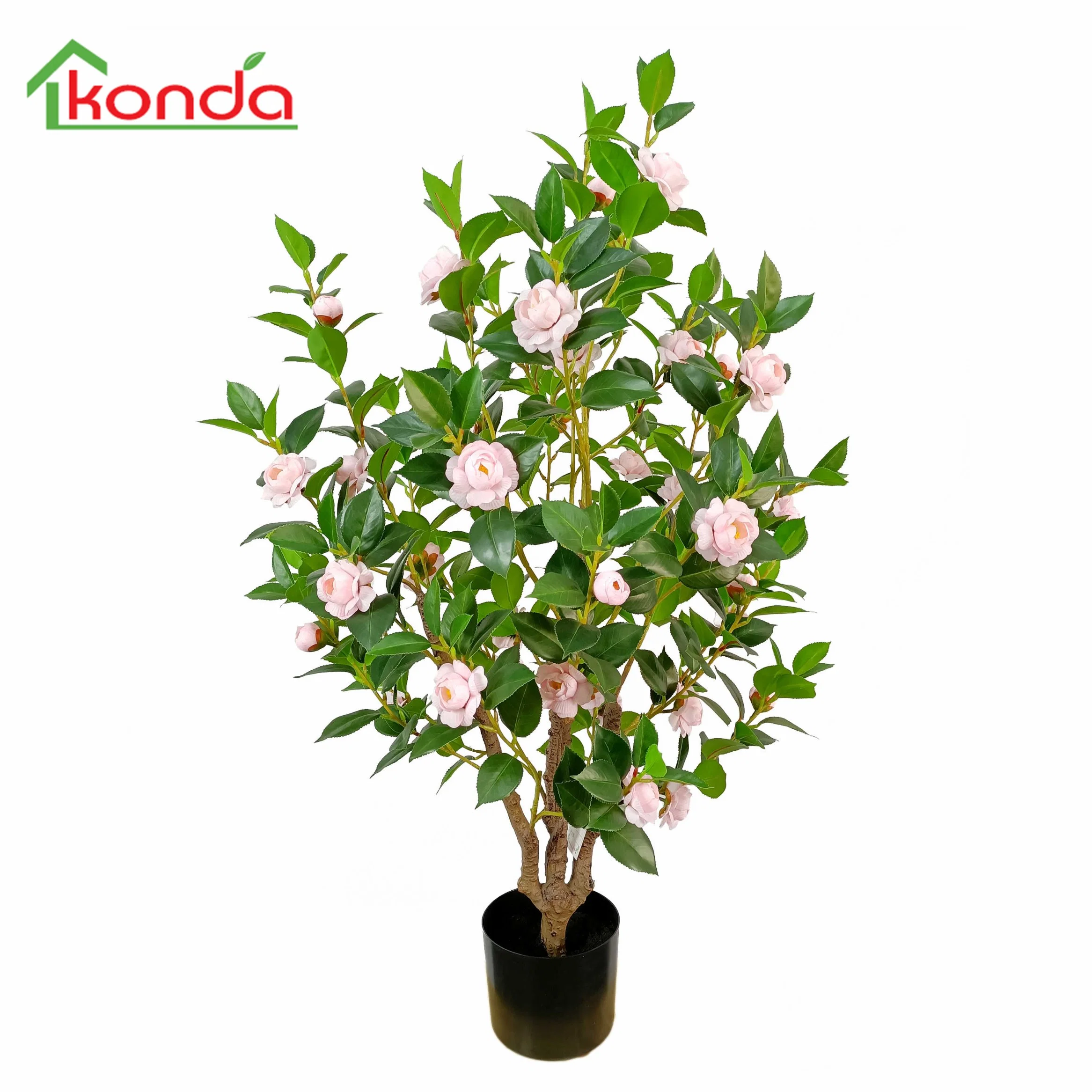 Popular Bookstore Shop Interior Decoration Realistic Flowers Plants Artificial Camellia Tree with Basin