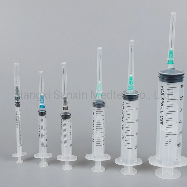 China Manufacturer 3 Parts Medical Luer Lock Syringe with Needle