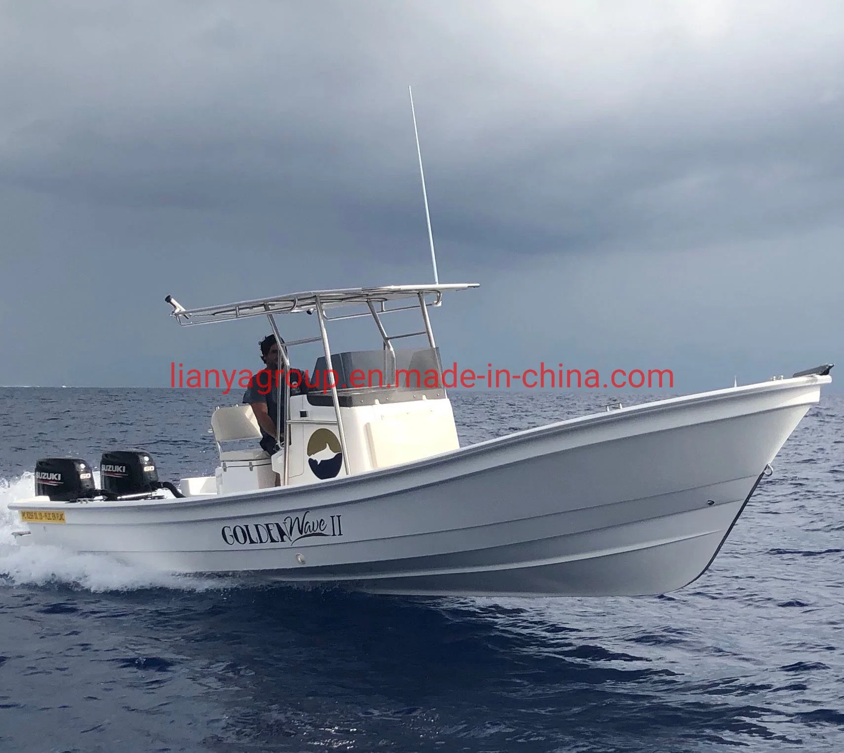 Liya 7,6m familia barco de pesca barco de pasajeros de fibra de vidrio