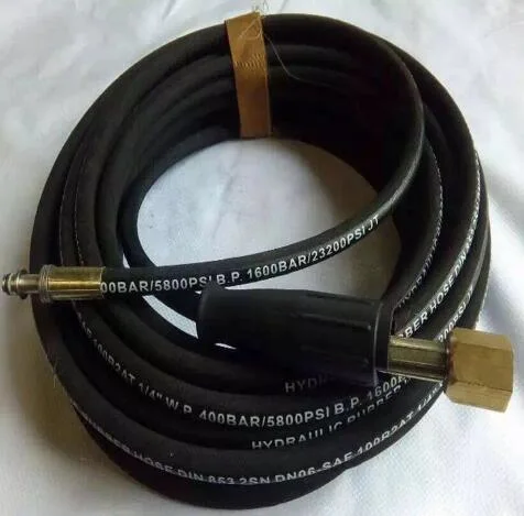 Flexible High Pressure Hydraulic Rubber Washer Hose Pipe with Connector for Jet Car Washing Cleaning