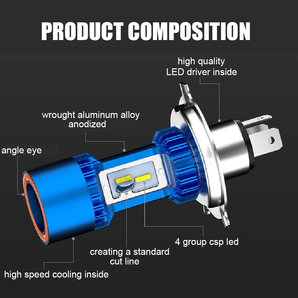 Piezas de moto 6500K Chips 1860 CC12V-36V H4 9003 Moto bombilla LED de haz doble Kit de conversión de luz