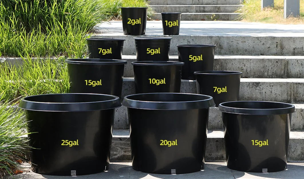 Huazhiai Manufacturer Sale 1 2 3 5 7 10 15 20 25 Gallon Black Nursery Pot Durable Greenhouse Black Plastic Pots