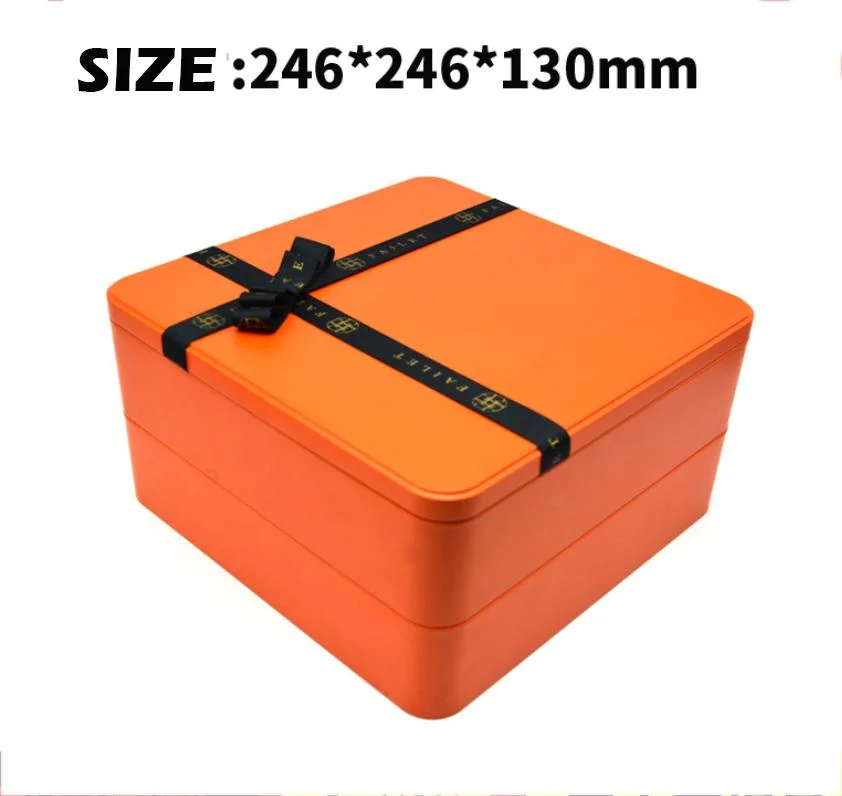 Customized Tinplate Metal Square Biscuits Tin Can Cookies Tin Box for Food Packaging