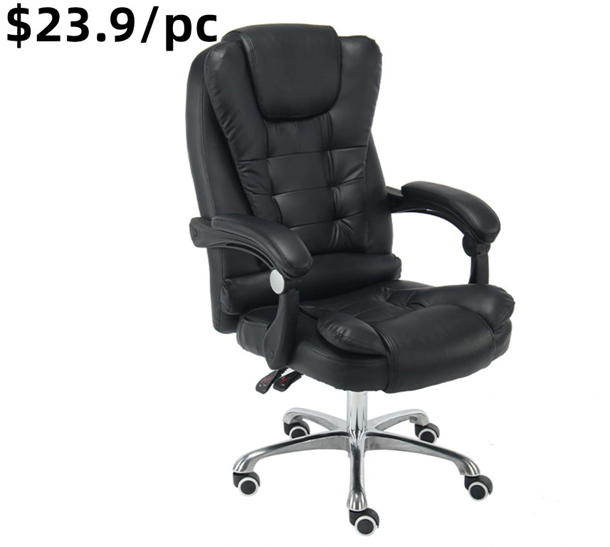 Elegant Moveable Conference Steel Leather Headrest Armrest Executive Office Chair