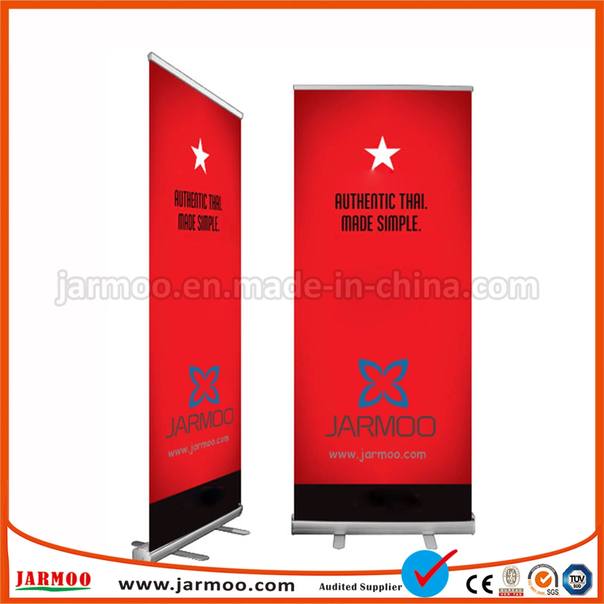 Aluminum Display Stand with Double Side Printing Banner