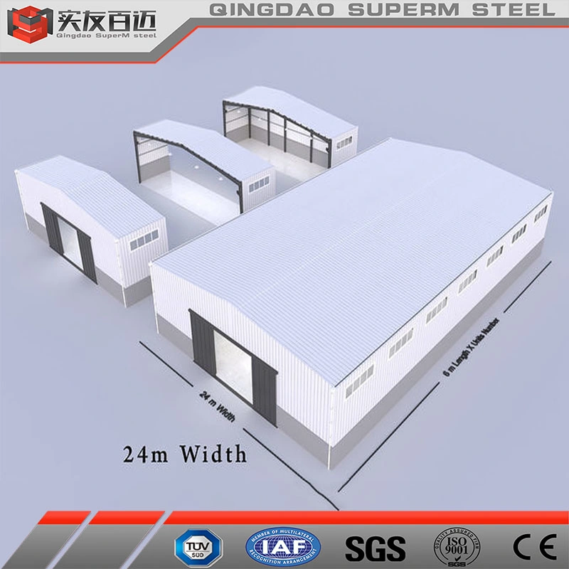 Qingdao Superm 100X50 metros estructura de acero prefabricado edificio Garaje almacenamiento Cobertizo de almacén de la construcción del metal