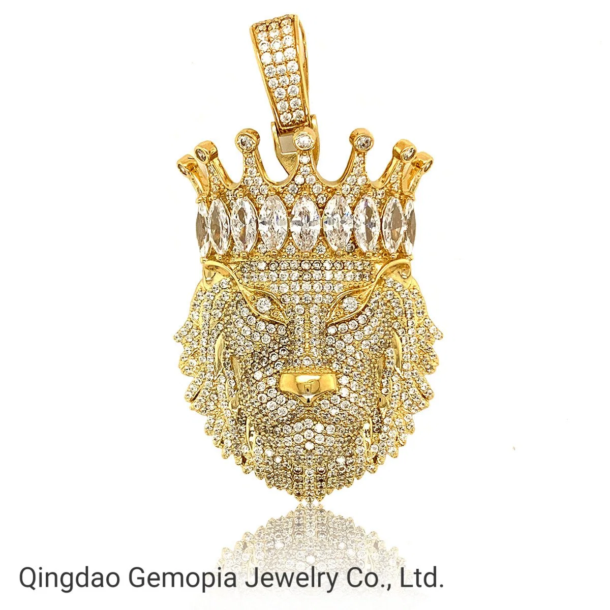 10K 14K Real Gold Hip Hop Crown Lion King Pendant