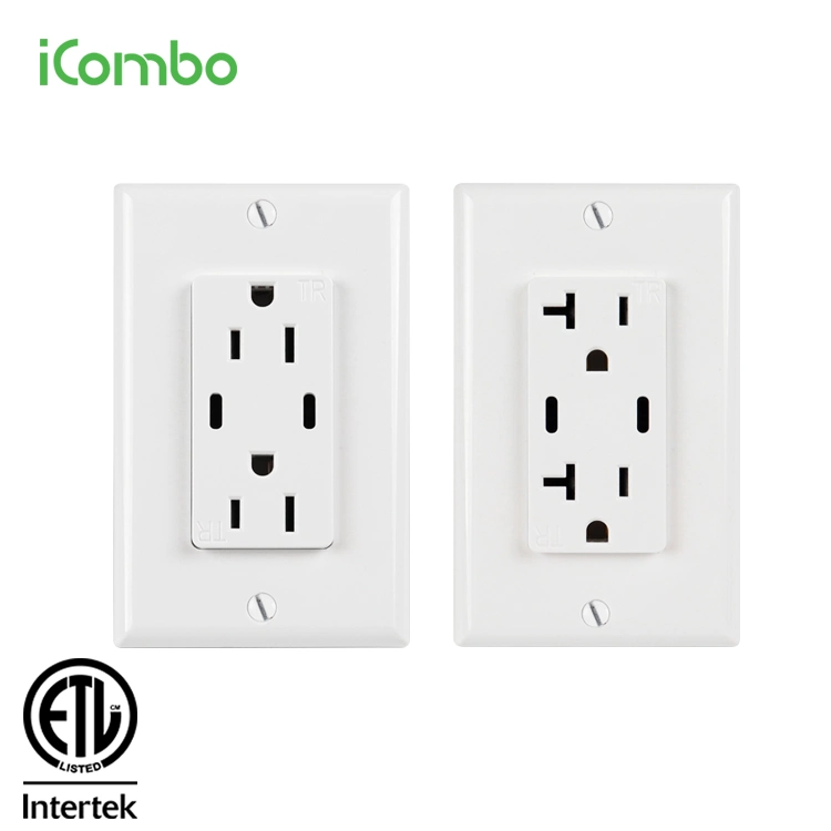 Us Standard Twin 3 Pin Switch Socket Wall Outlet Receptacle with USB Type C with UL Certificate