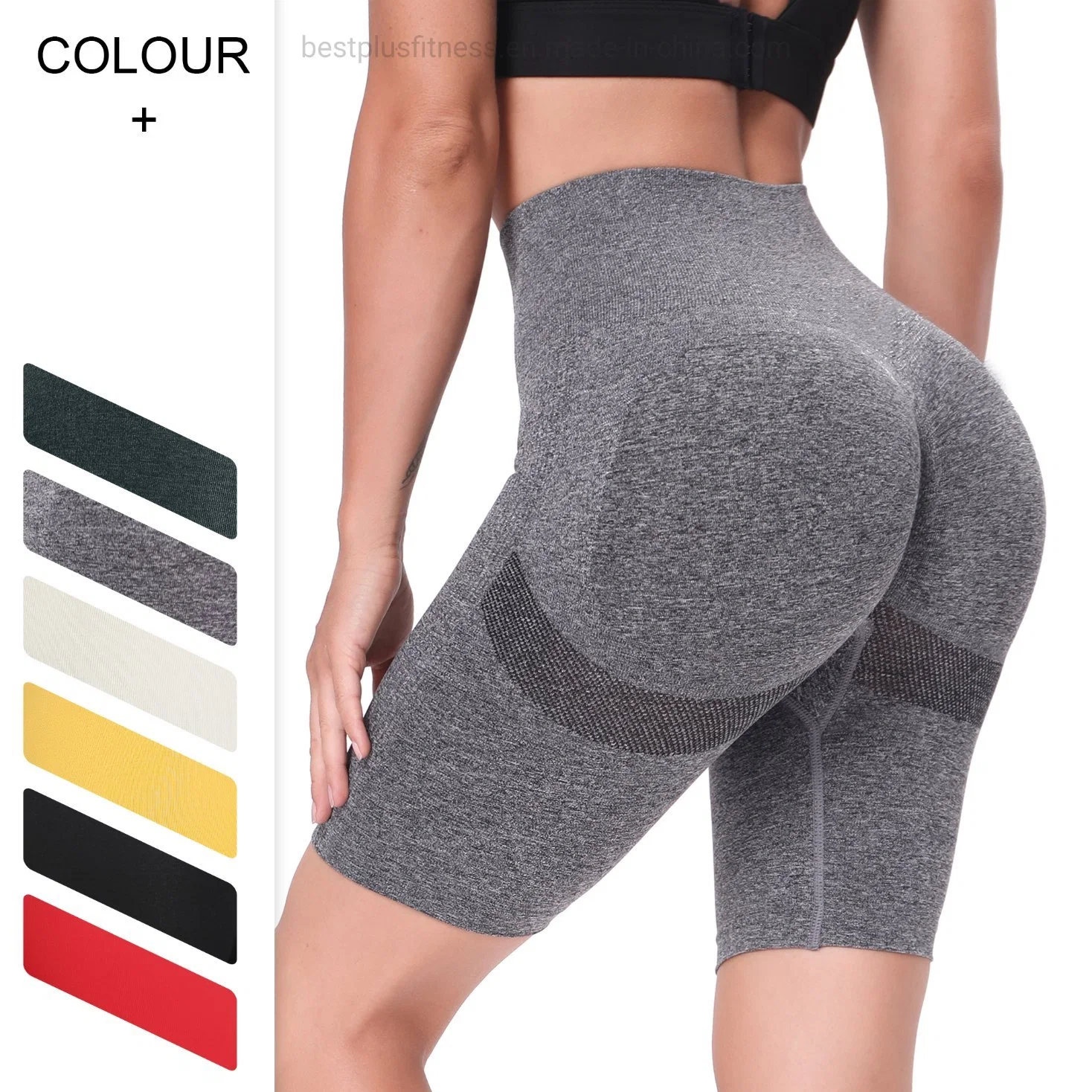 Neues Design Frauen Hohe Elastische Atmungsaktive Soft Full Power Stoff Hoch Geschnittene Biker Shorts Yoga Shorts