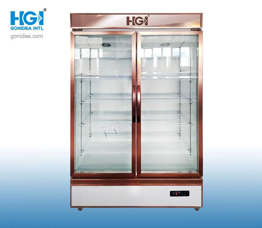 Commercial Glass Double Door Display Freezer Cold Drink Freezer Lsc-660y