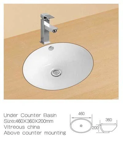 Lavabo de cerámica bajo mostrador, bajo lavabo de cerámica de baño de montaje