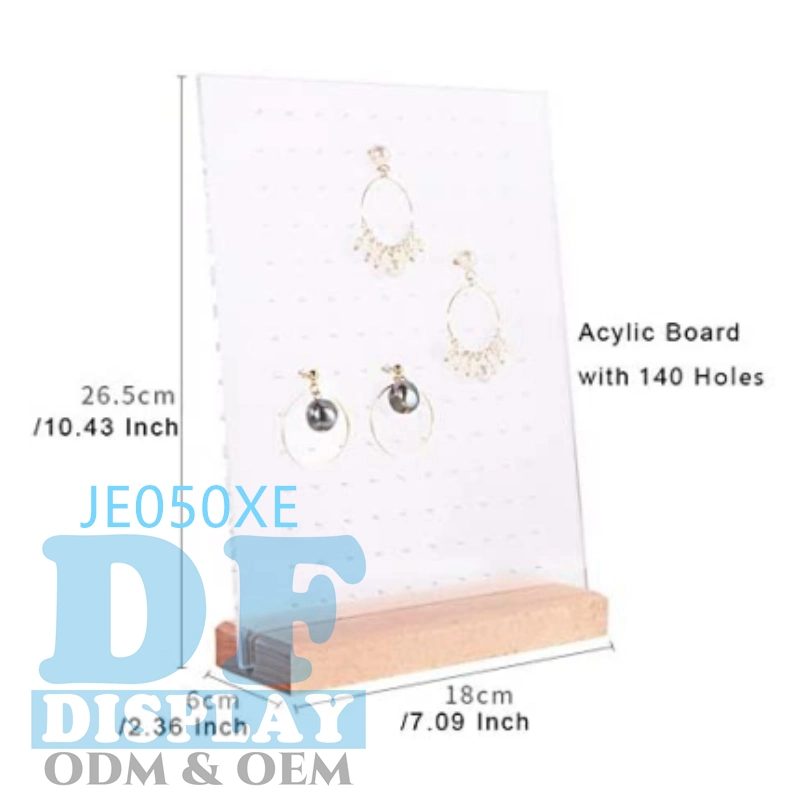 Support de boucles d'oreilles en bois et organisateur de bijoux panneau de boucles d'oreilles en acrylique blanc Support de support de bague d'oreille rangement de tige de tige de fixation