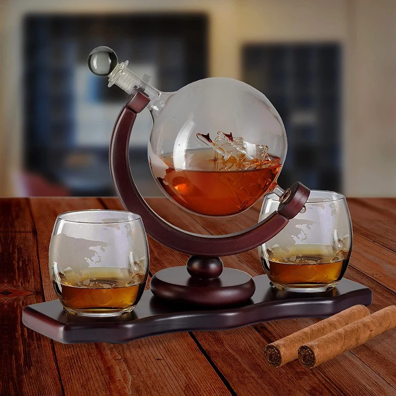 صندوق زجاجي مخصص للويسكي فائق الأطراف مع حجر Globe/Whiskey