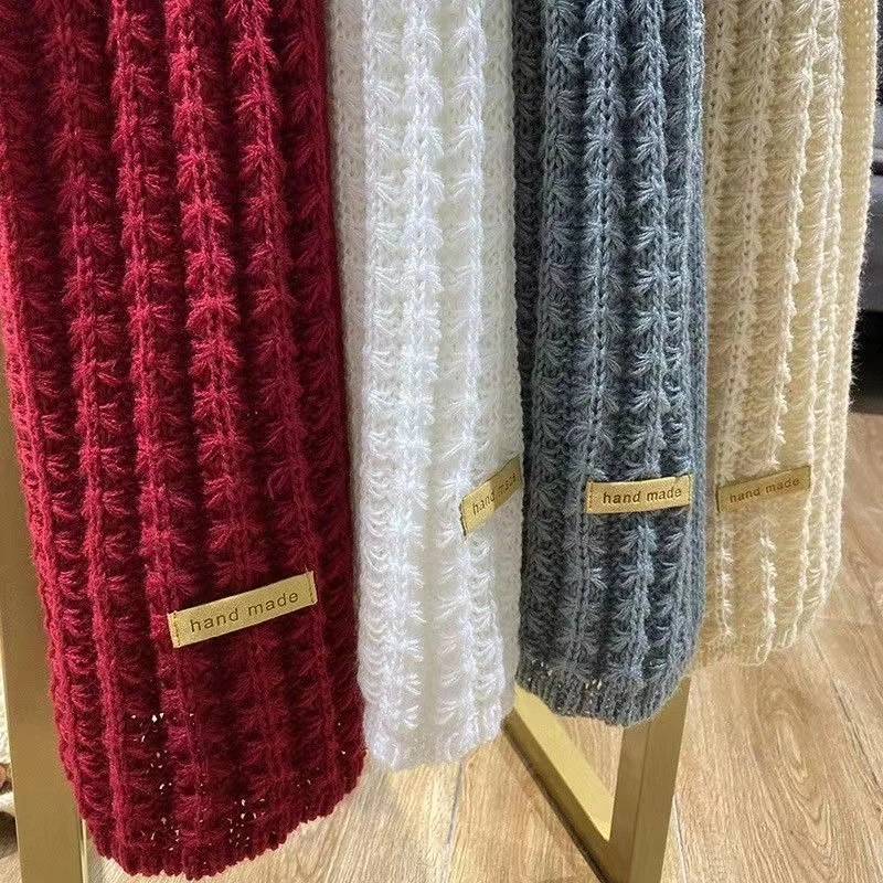 Fashion Lady Warm Long Pure Color Shawls Knitted Scarves Women