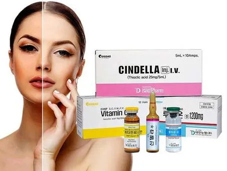 El Glutatión Luthione Cindella vitamina C de la piel Blanqueamiento Blanqueamiento Winkle inyección extracción inyección Cindella Facial Skin Whitening IV Set de 10 sesiones
