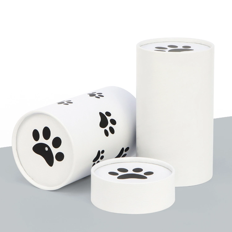 Firstsail Biodegradable Cat Paw Printed Funeral Supplies Scatter Paper Tube Pet White Cremation Urn