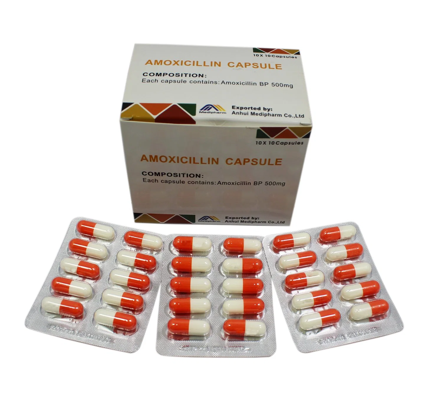 Amoxicilline Capsules 500mg 10'sx10/Box GMP