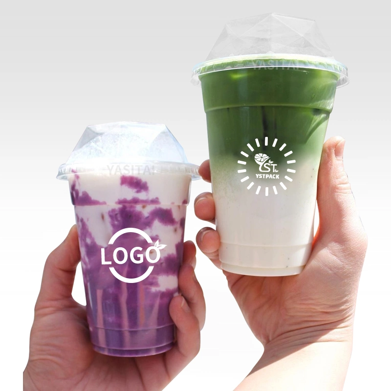 12oz 16oz 20oz 24oz 32oz Gobelet en plastique jetable imprimé sur mesure pour Bubble Tea Gobelet froid à emporter Boba Gobelet en plastique.