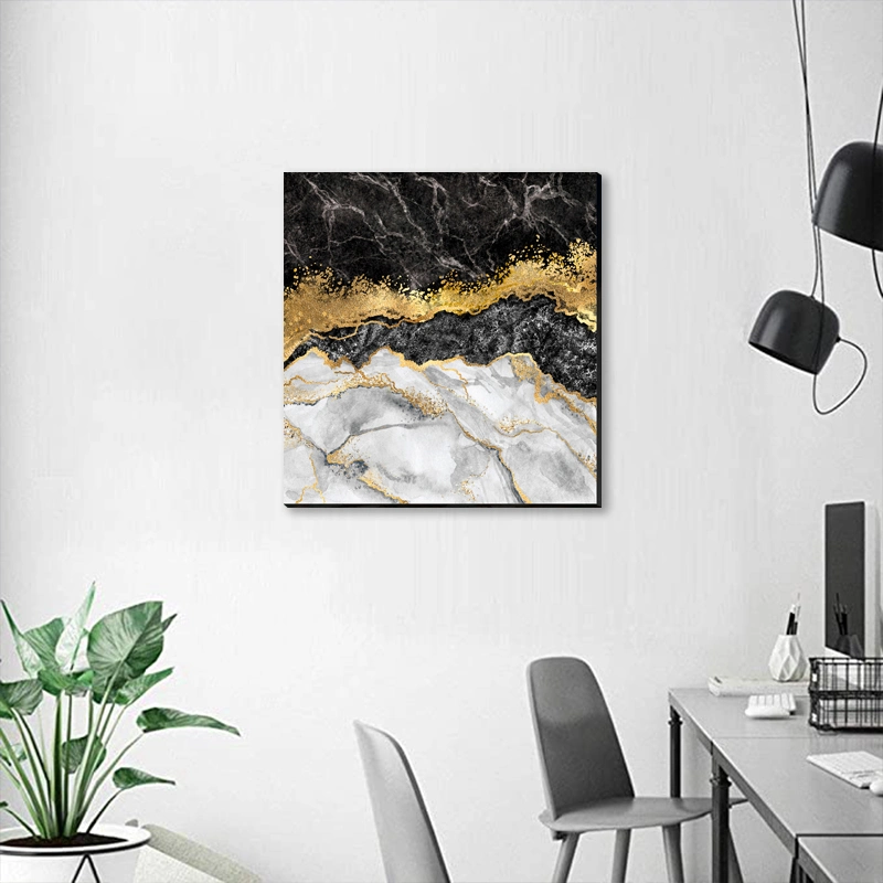 Abstract Seascape Golden Luxury Home Room Decoration Modern Wall Art Printing Painting Framed Picture 3 Piece Art Set Panel