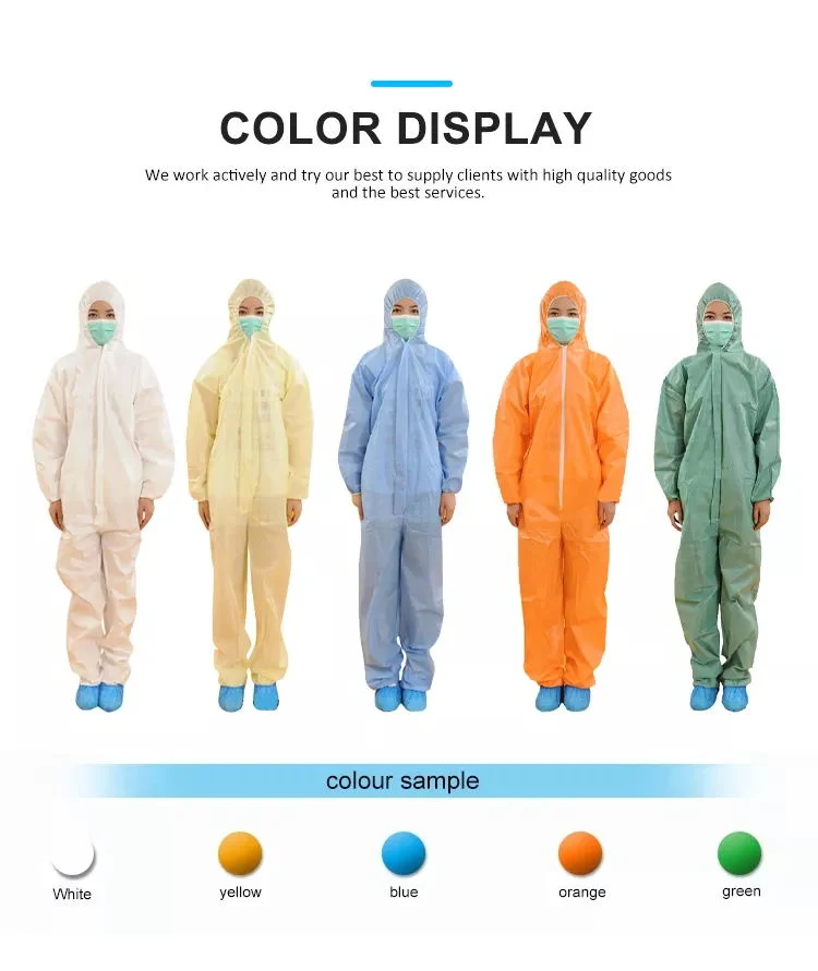 Type 5/6 SMS Microporous Non Woven Disposable Coverall Protective Clothing Xs-5XL Workwear for Industry Safety Wear Chemical Overall Protection Suit