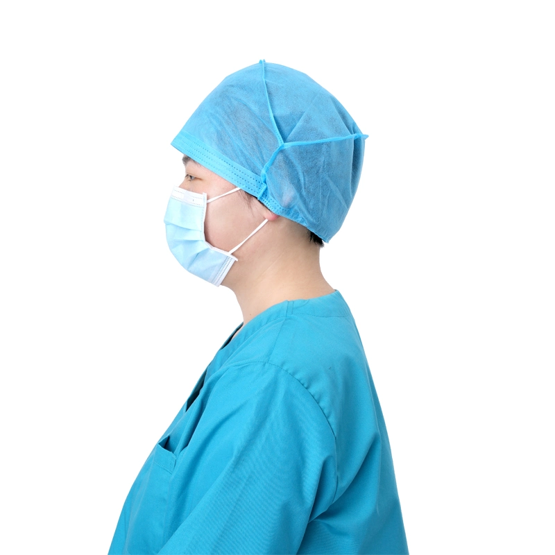 Medical Breathable Lightweight Spp Disposable Blue 21" Doctor Cap with CE Appoval