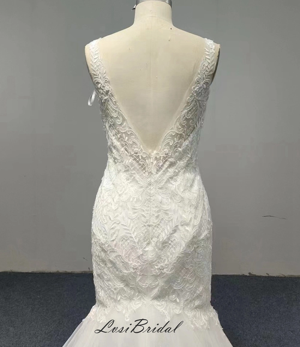 504 Sweetheart escote Sexy Dresswith Illsion atrás de la boda vestido de novia de sirena por el fabricante de ropa al por mayor vestido de novia