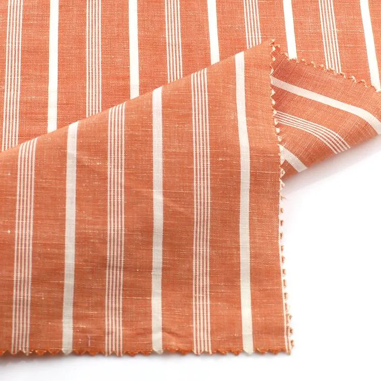 Hot Sale Yarn Dyed Stripe Linen Cotton Woven Fabric for Garment