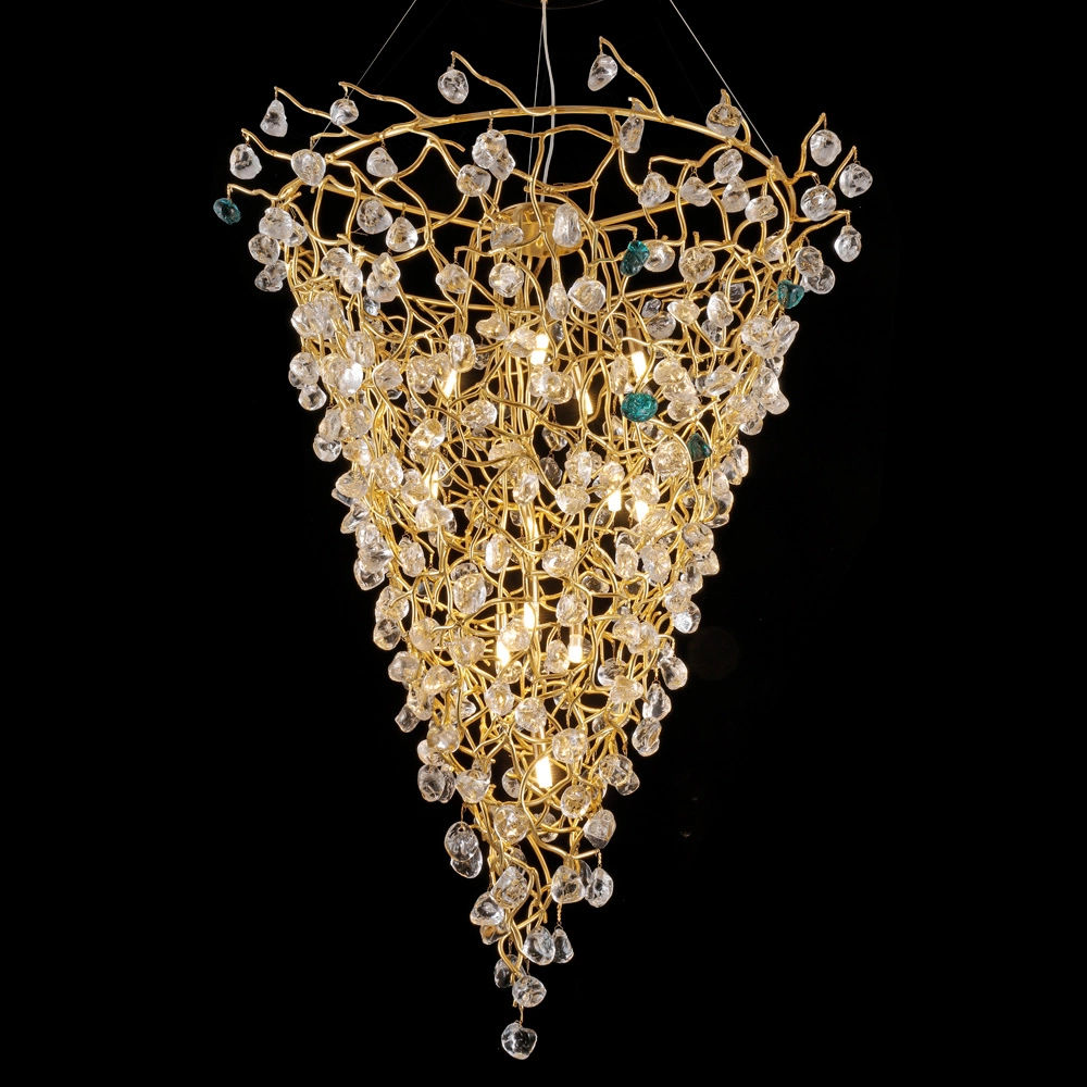 2022 Artist Modern Decorative Chandelier Copper Branch High Class Crystal Lamp Water Pendant Light