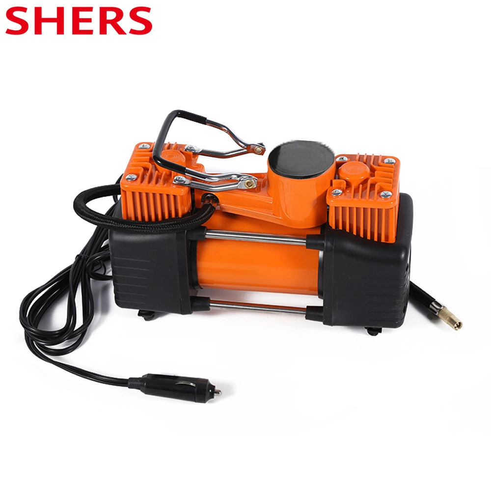 12V Heavy Duty 30mm Dual Cylinder Tire Inflator, Mini Air Compressor